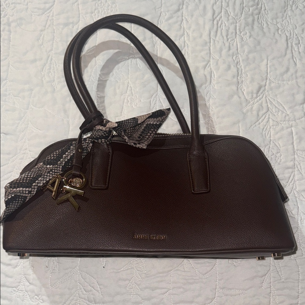 Anne Klein Dark Brown Shoulder Bag with Charm